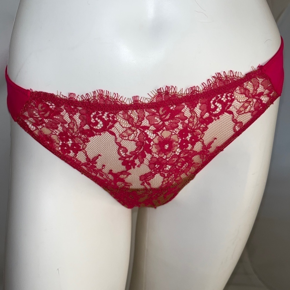 Intimately Free People Starlet Blue hot pink lace overlay thong panty